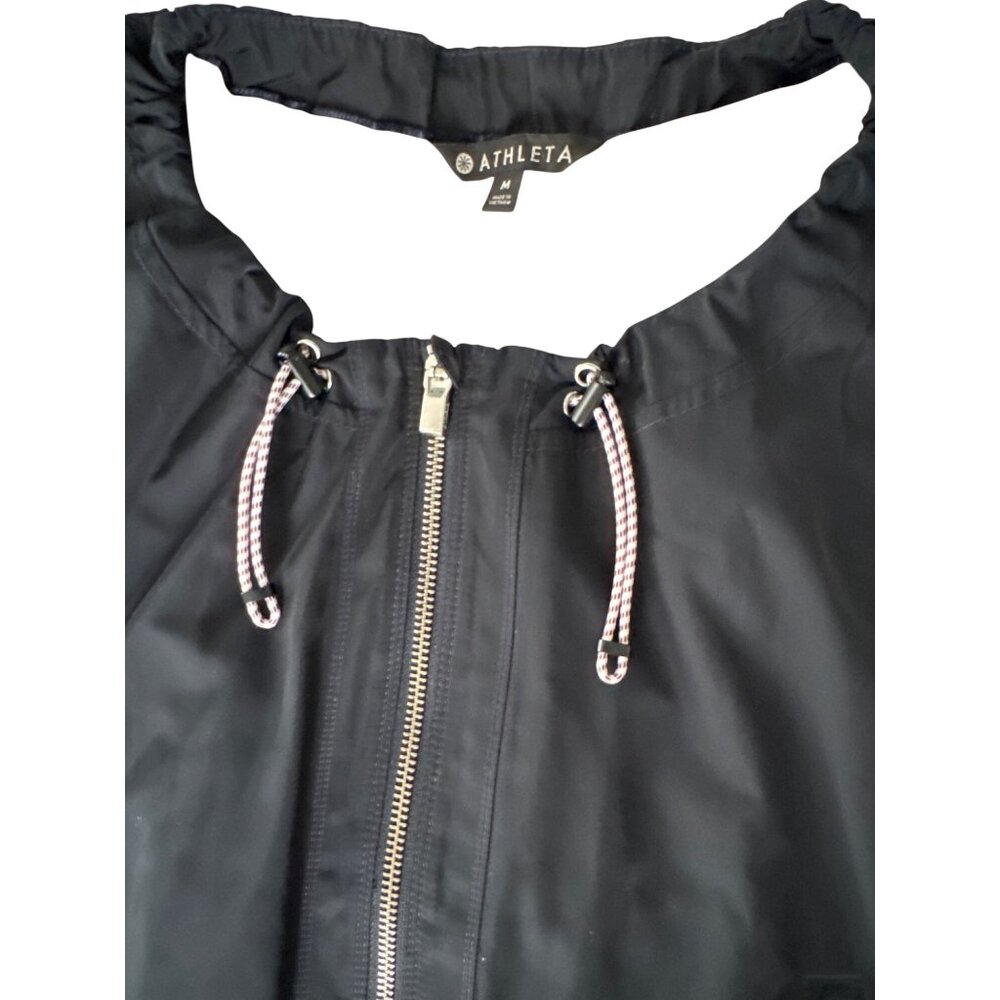 Athleta Chill Bomber Jacket 202074-04 Womens M Navy Captain Lined Zip Drawstring - Picture 12 of 16
